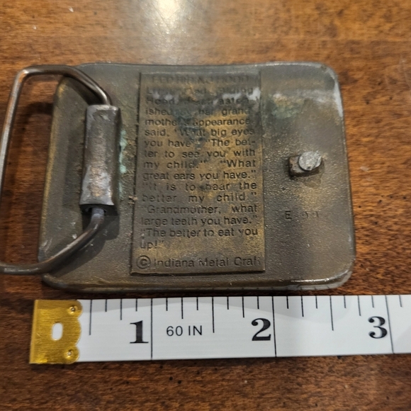 Vintage 1970s Indiana Metal Craft Little Red Riding Hood Bad Wolf Belt Buckle - Picture 5 of 6